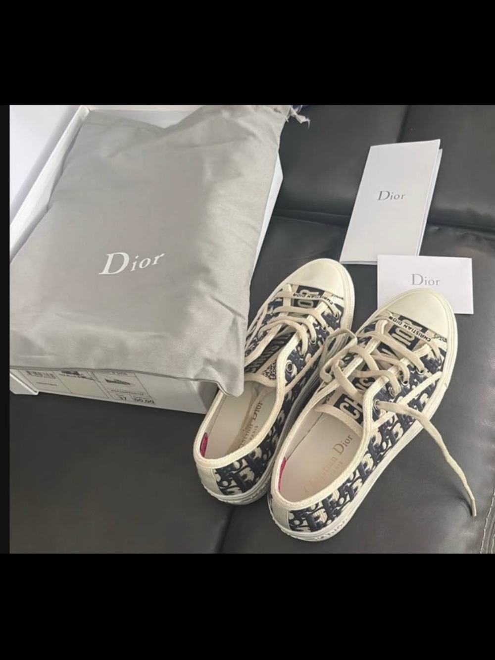 Dior Women's Navy & Cream Oblique Canvas Low-Top Sneakers
